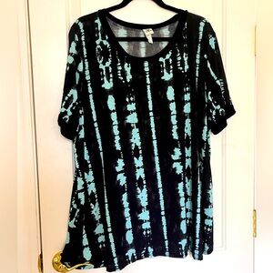 Sew In Love  Black & Blue Tie-Dye Women's Top size 3x